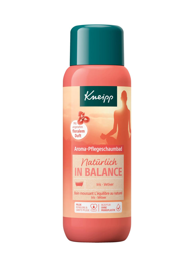 Kneipp Aroma, aditiv de baie cu extract natural de iris și ulei esențial de vetiver, îngrijire delicată a pielii, parfum floral, de echilibrare, 400ml