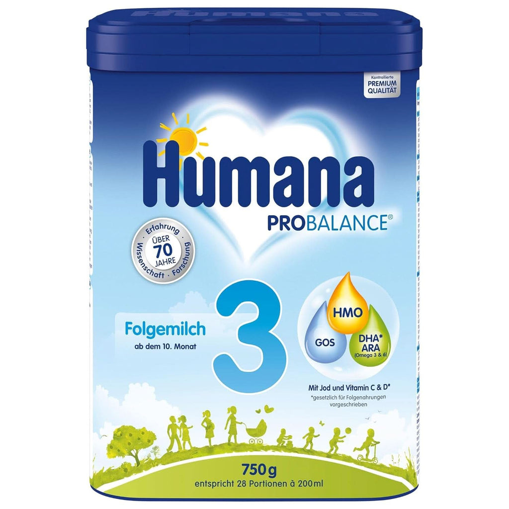 Humana PROBALANCE Folgemilch 3, Ab Dem 10. Monat, Babynahrung Im Anschluss an Das Stillen, Einer Anfangsnahrung Oder Einer Folgemilch 2, Ideal Zum Zufüttern, 750 G