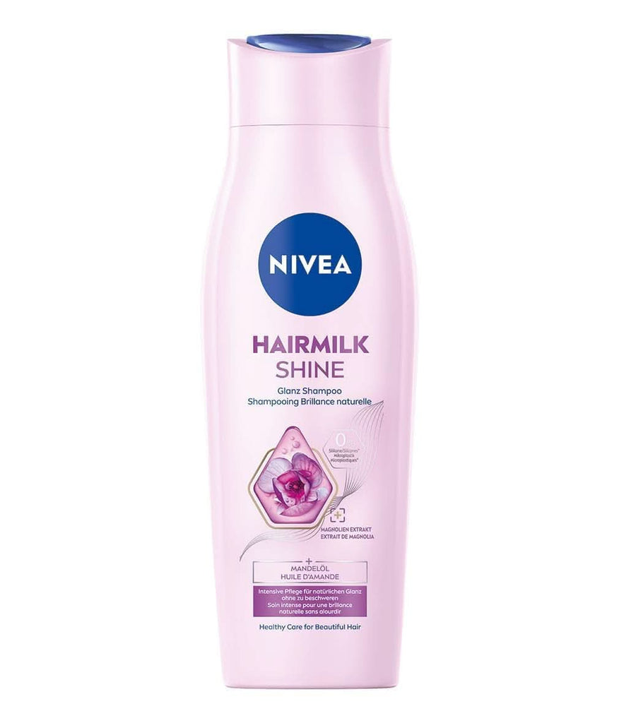 NIVEA Conditioning Shampoo Hairmilk Shine Gloss, șampon fără siliconi pentru păr uscat, 250 ml