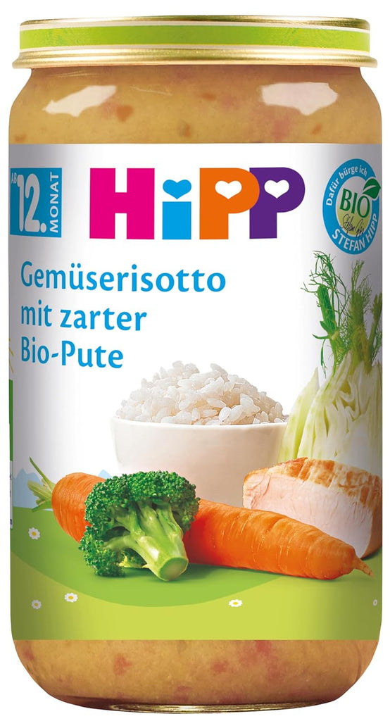 Hipp Risotto de legume cu curcan organic fraged, pachet de 6 (6 X 250 G)