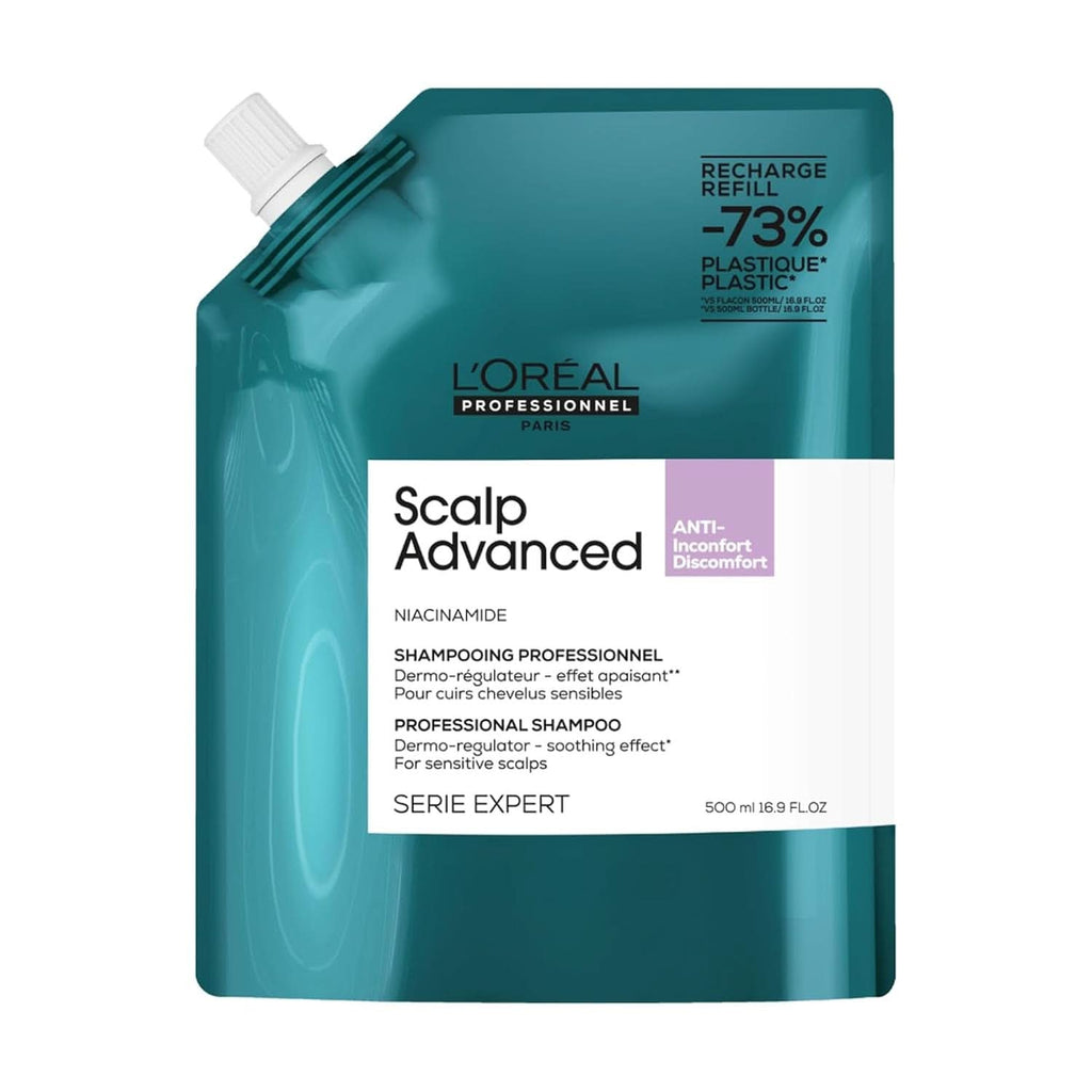 L'Oréal Professionnel Haarshampoo Zur Beruhigung Empfindlicher Kopfhaut, Scalp Advanced, Anti-Discomfort Dermo-Regulator Shampoo Zum Nachfüllen, Refill, 500Ml