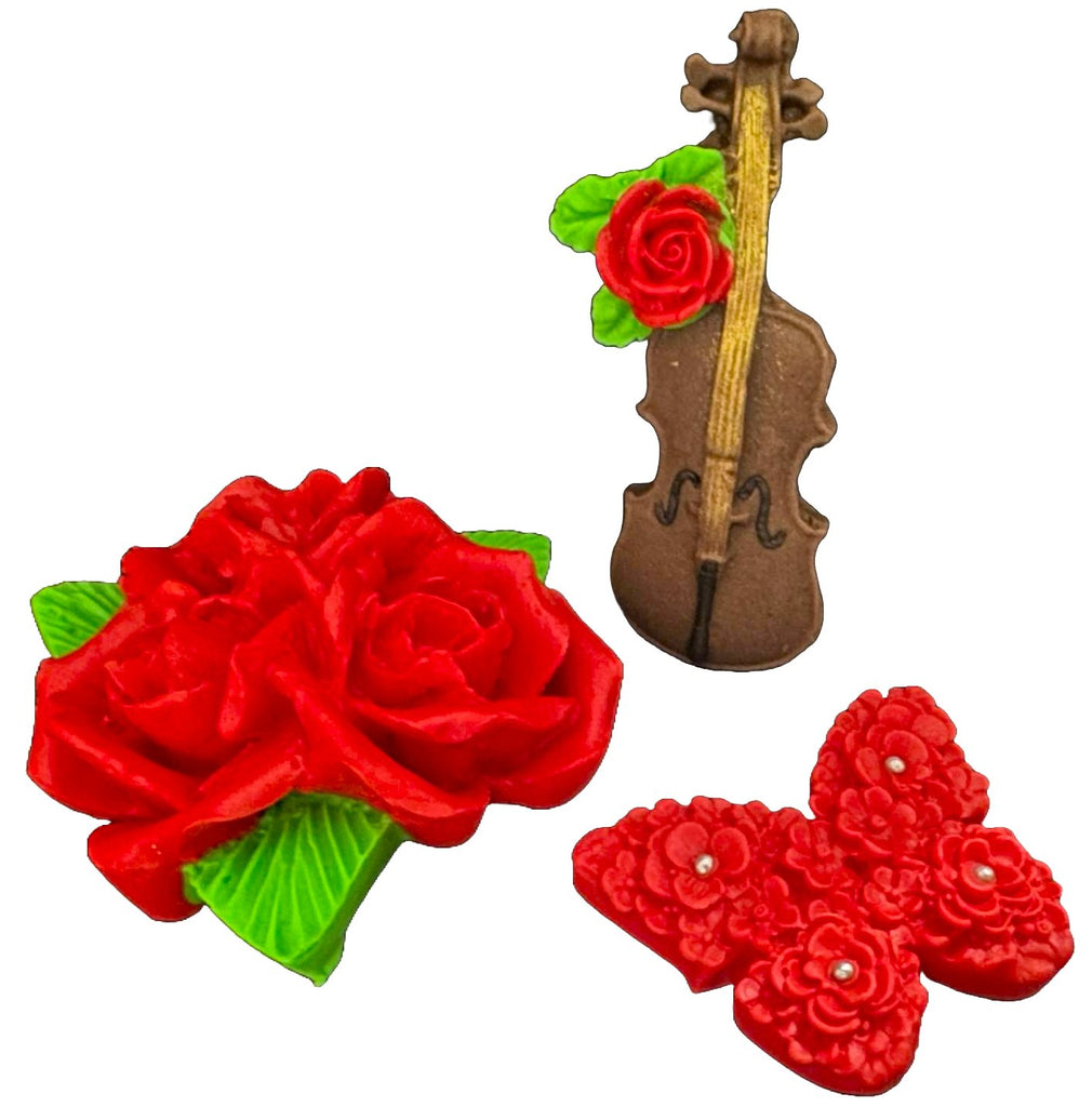 Set 3 decoratiuni comestibile din zahar, Music of love - Nati Shop