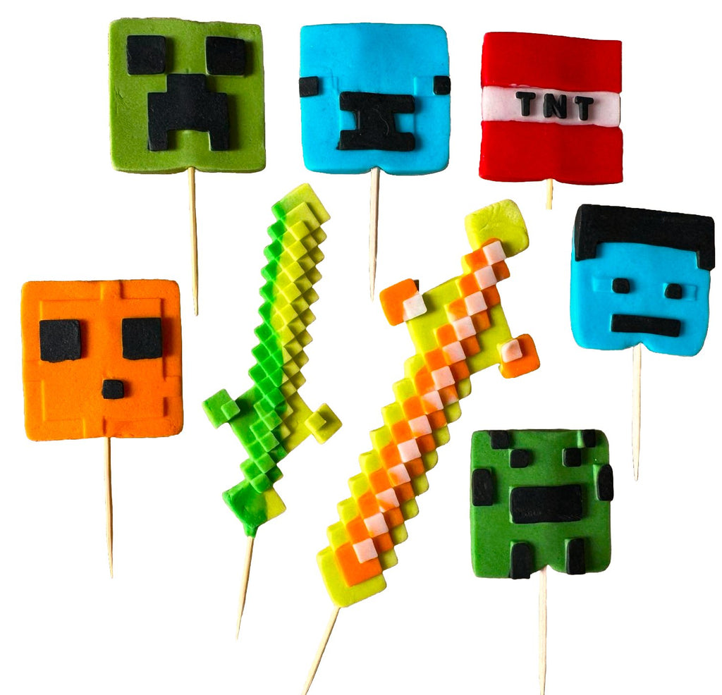 Set 8 decoratiuni comestibile din zahar, Minecraft - Nati Shop